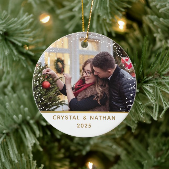 First Christmas in New Home Personalised Photo  Ceramic Ornament (Tree)