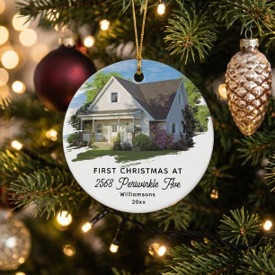 First Christmas in New Home Photo Housewarming Ceramic Ornament