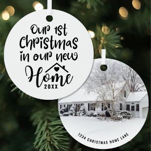 First Christmas In New Home Photo Metal Tree Decoration