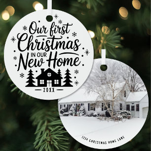 First Christmas In New Home Photo Metal Tree Decoration
