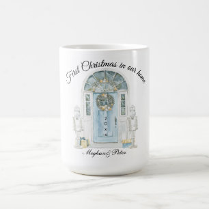 First Christmas In Our Home Watercolor Blue Door Coffee Mug