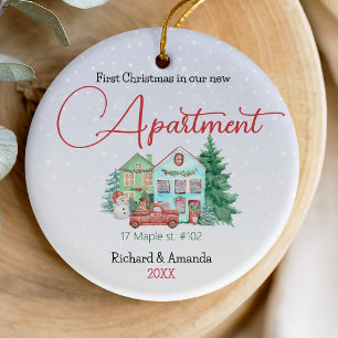 First Christmas in our new apartment mint aqua Cer Ceramic Ornament