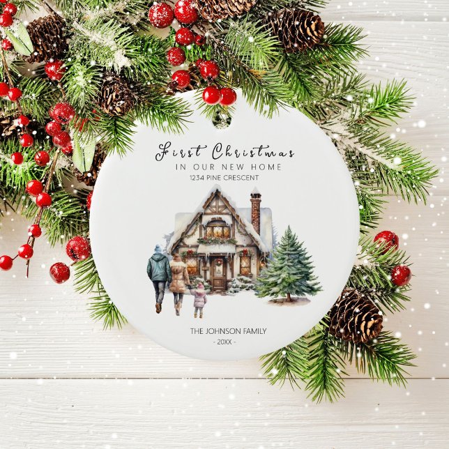 First Christmas In Our New Home | 1 Chilld Family Ceramic Ornament (Creator Uploaded)