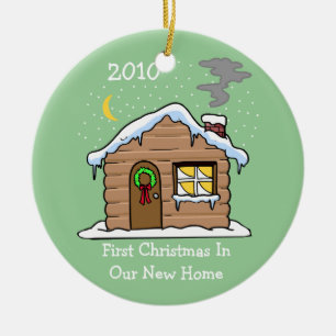 First Christmas In Our New Home 2010 (Cabin) Ceramic Tree Decoration