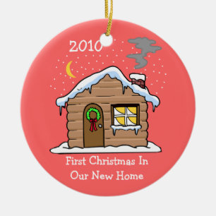 First Christmas In Our New Home 2010 (Cabin) Ceramic Tree Decoration