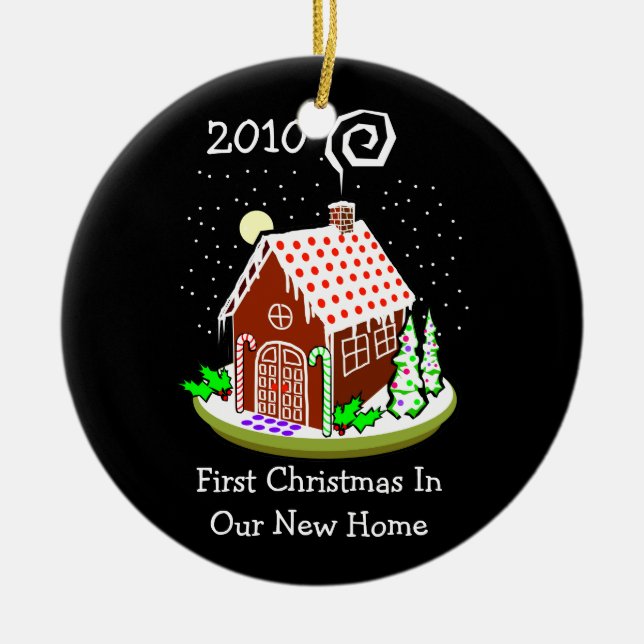 First Christmas In Our New Home 2010 (Gingerbread) Ceramic Ornament (Front)