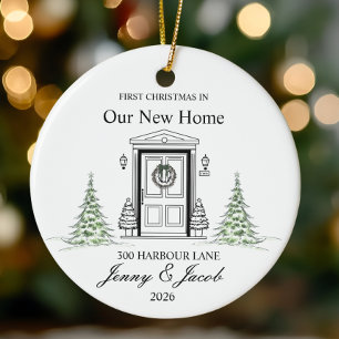 First Christmas In Our New Home 2026 Personalised  Ceramic Ornament