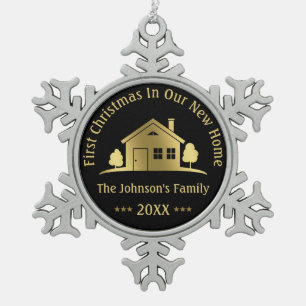 First Christmas In Our New Home 20XX Best Gifts Snowflake Pewter Christmas Ornament