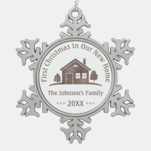 First Christmas In Our New Home 20XX Best Gifts Snowflake Pewter Christmas Ornament
