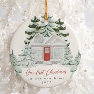 First Christmas in our New Home Address and Year Ceramic Ornament
