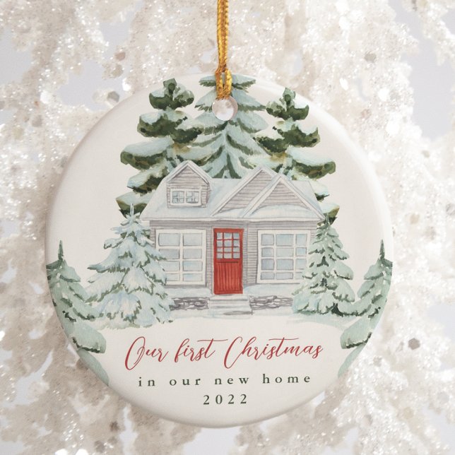 First Christmas in our New Home Address and Year Ceramic Ornament (Creator Uploaded)