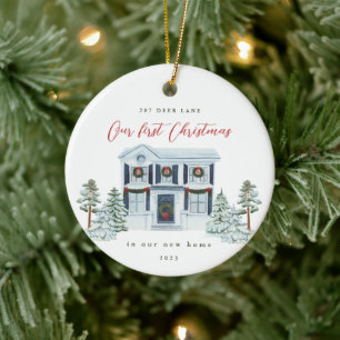 First Christmas in our New Home Address and Year Ceramic Ornament