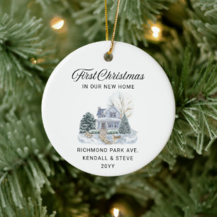 First Christmas in Our New Home Address & Year Ceramic Ornament