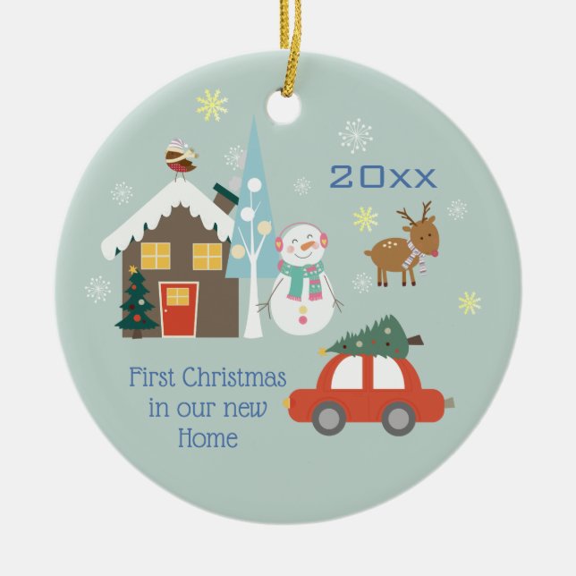 First Christmas In Our New Home Ceramic Ornament (Front)
