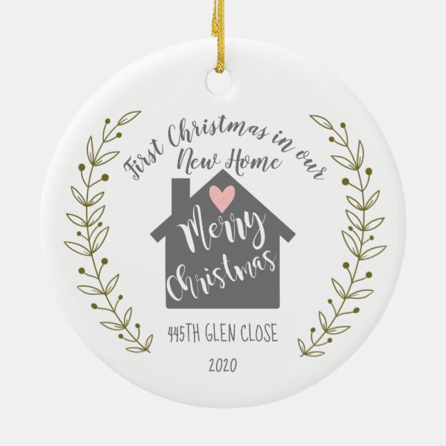 first Christmas in our new home heart Ceramic Ornament (Back)