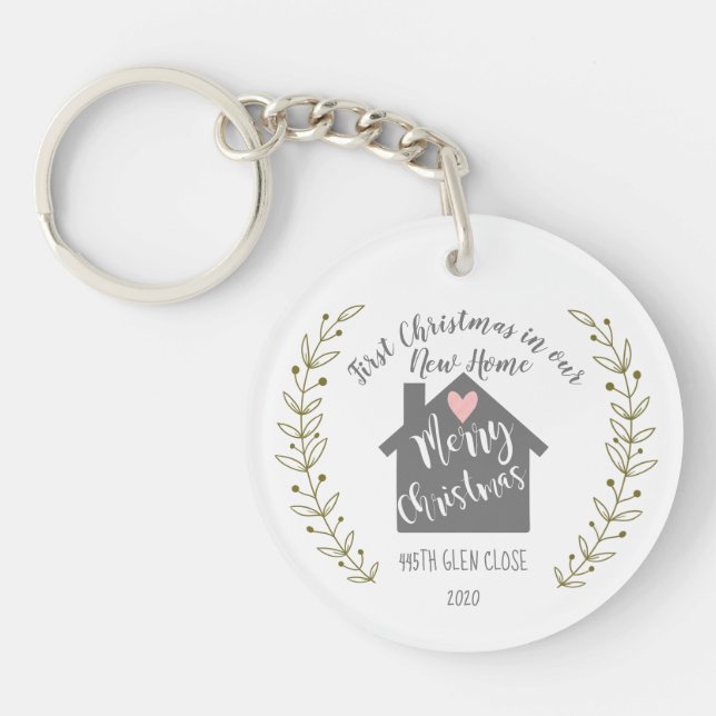 first Christmas in our new home heart Key Ring (Front)