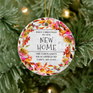 First Christmas In Our New Home Personalised Ceramic Ornament