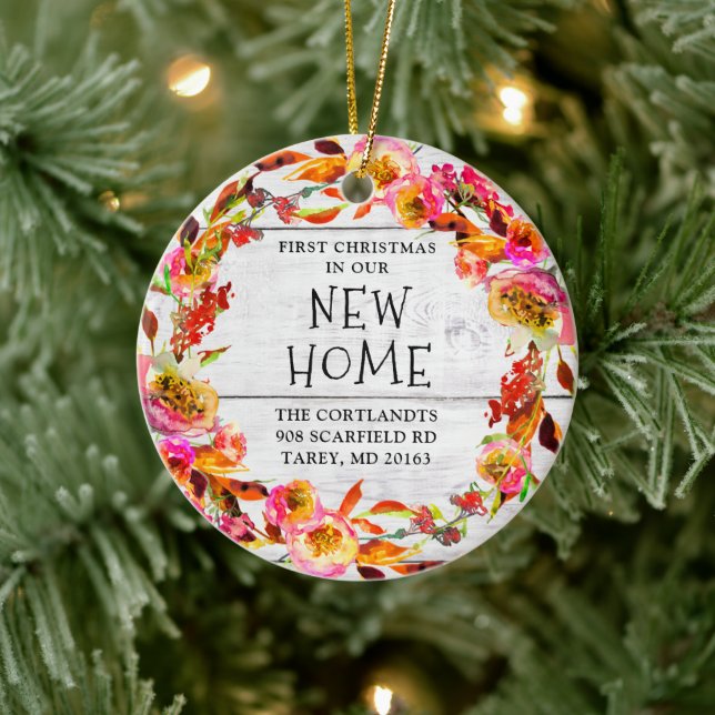 First Christmas In Our New Home Personalised Ceramic Ornament (Tree)