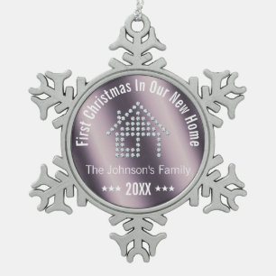 First Christmas In Our New Home Personalised Snowflake Pewter Christmas Ornament
