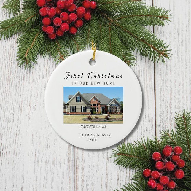 First Christmas In Our New Home Photo Ceramic Ornament (Creator Uploaded)