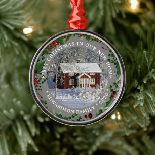 First Christmas in our new Home photo Metal Ornament