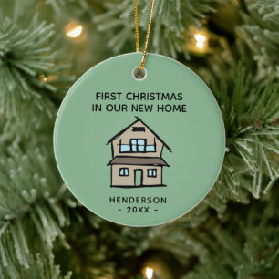 First Christmas In Our New Home Real Estate Client Ceramic Ornament