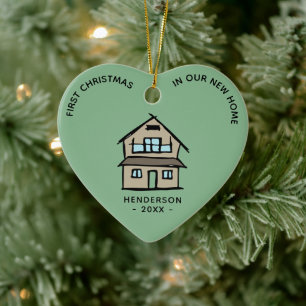 First Christmas In Our New Home Real Estate Logo Ceramic Ornament
