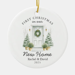 First Christmas in Our New Home - Red Door Ceramic Ornament