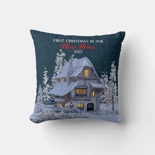 First Christmas in our New Home Winter Wonderland Cushion (Front)
