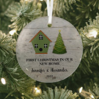 First Christmas in our new Home wood birdhouse