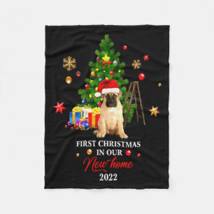 First Christmas In Our New Home Xmas Gift For Pug Fleece Blanket