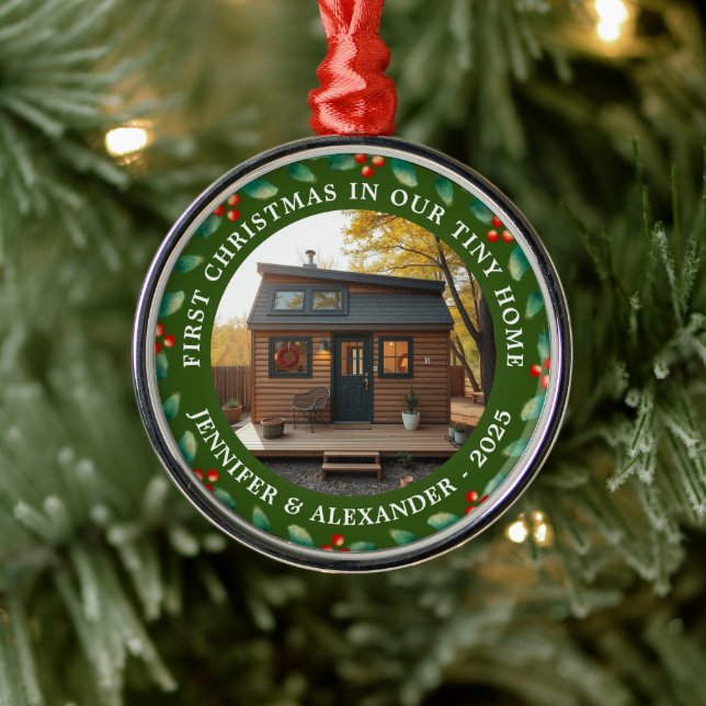 First Christmas in our Tiny Home house photo Metal Ornament (Tree)