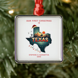 First Christmas In Texas State Personalised Metal Ornament