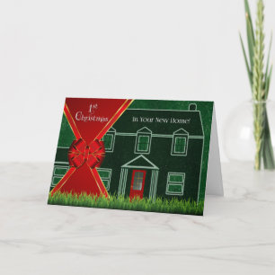 First Christmas in Your New Home - Red and Green Holiday Card