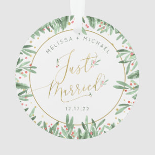 First Christmas Just Married Festive Dated Ornament