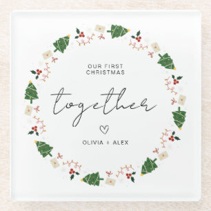 First Christmas keepsake Christmas Couple Gift Glass Coaster