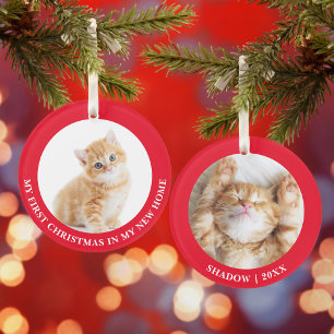 First Christmas Kitten Cat Personalised Photo Ornament