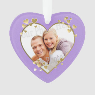First Christmas Lavender Heart Photo Ornament