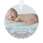 First Christmas Light Blue Baby Boy Photo