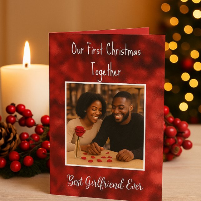First Christmas Love Romantic for Girlfriend Holiday Card (Creator Uploaded)