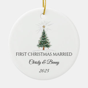 First Christmas Married 2025 Personalized Ornament