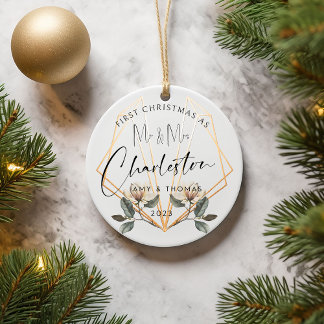 First Christmas Married Ceramic Ornament