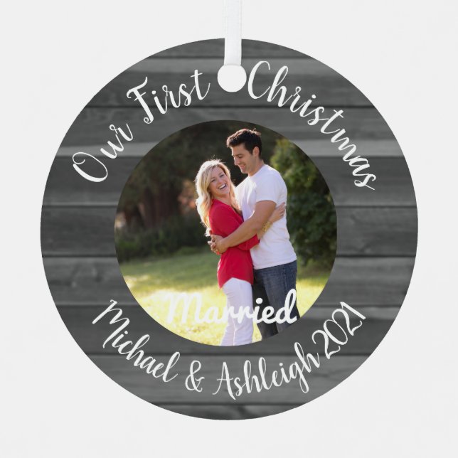 First Christmas Married Metal Tree Decoration (Front)