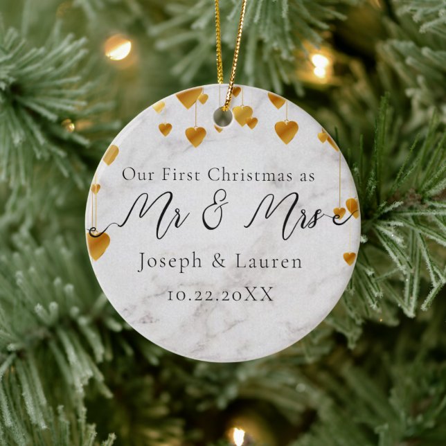 First Christmas Married Mr and Mrs Ceramic Ornament (Tree)
