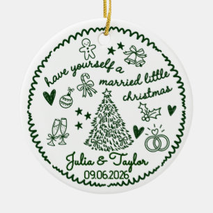First Christmas Married Names & Wedding Date Ceramic Ornament
