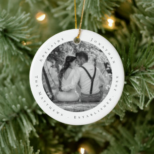 First Christmas Married Newlywed Date Established  Ceramic Ornament