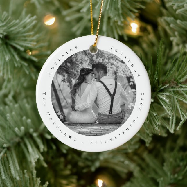 First Christmas Married Newlywed Date Established  Ceramic Ornament (Tree)