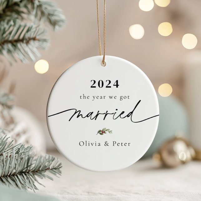 First Christmas Married Photo  Ceramic Ornament (Creator Uploaded)