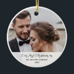 First Christmas Married Photo Elegant Keepsake Ceramic Ornament<br><div class="desc">Modern wedding day photo ornament for your guests who showed up to support and celebrate your big day with you. Easily add your favourite photo,  and a custom message if required by using our "Design Tool"</div>