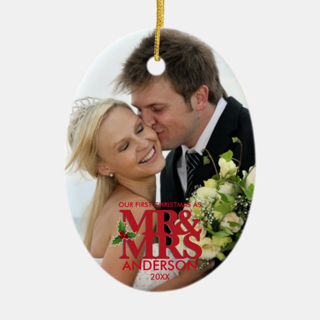 First Christmas married Photo Ornament MR and MRS (Front)